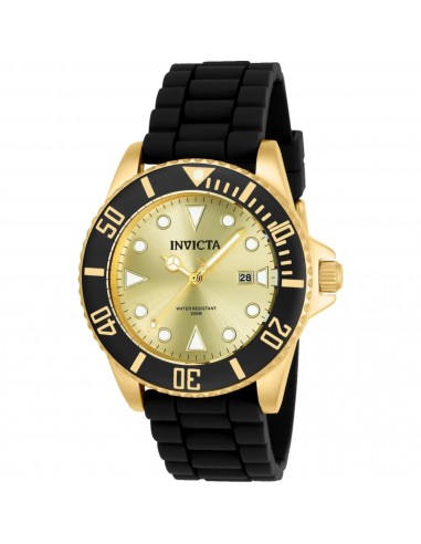 Invicta Men's Quartz Watch - Pro Diver Gold Tone Dial Black Silicone Strap | 90302 vous aussi creer 