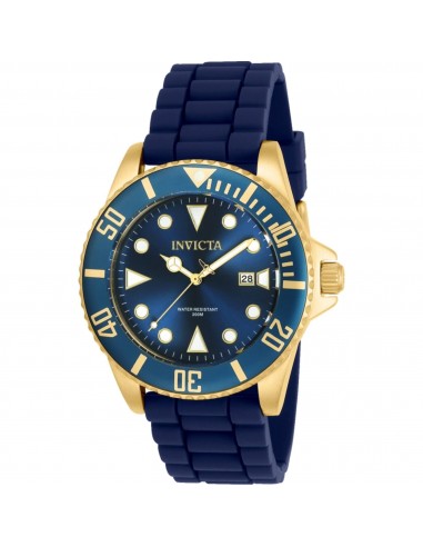 Invicta Men's Quartz Watch - Pro Diver Blue Dial Gold Tone Case Silicone Strap | 90304 est présent 