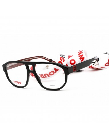 Hugo Men's Eyeglasses - Clear Lens Black Red Plastic Square Frame | HG 1221 0UYY 00 soldes