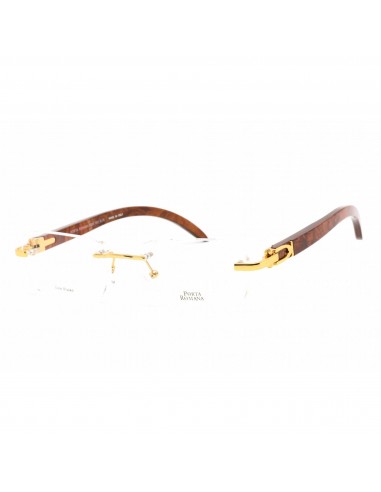 Porta Romana Unisex Eyeglasses - Dark Wood Gold Metal/Plastic Frame | 1954 100BUR commande en ligne