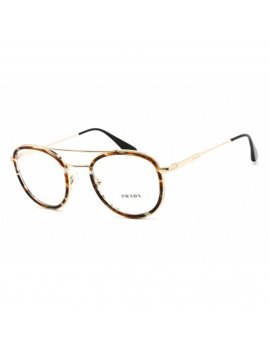 Prada Men's Eyeglasses - Striped Brown/Pale Gold Metal/Plastic Frame | 0PR 66XV 06A1O1 Fin de série