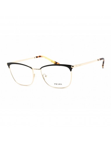 Prada Women's Eyeglasses - Black/Pale Gold Metal Rectangular Frame | 0PR 57WV AAV1O1 Faites des économies