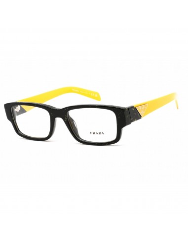 Prada Men's Eyeglasses - Black/Yellow Marble Plastic Rectangular | 0PR 07ZV 19D1O1 Fin de série