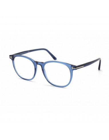 Tom Ford Men's Eyeglasses - Clear Lens Shiny Blue Plastic Round, 53mm | FT5754-B 090 français