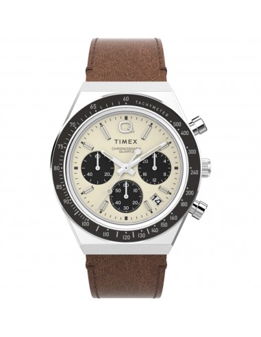 Timex Men's Watch - Q Chronograph Rotating Bezel Cream and Black Dial | TW2V42800 Voir les baskets