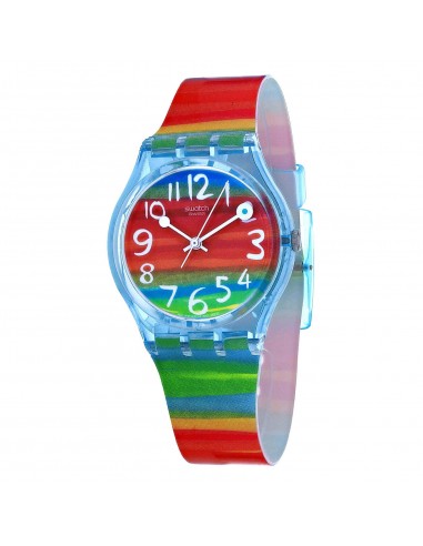 Swatch GS124 Unisex Color The Sky Swiss Made Multicolor Plastic Strap Quartz Watch Les êtres humains sont 