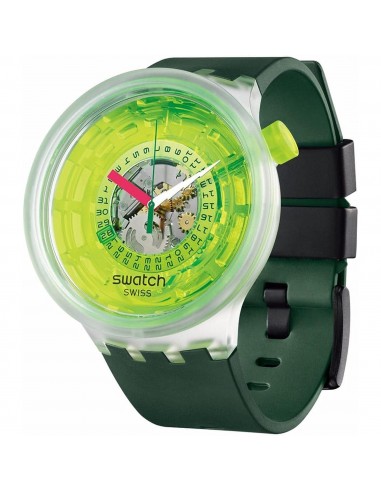 Swatch Unisex Watch - Blinded By Neon Date Display Semi Skeleton Dial Strap | SB05K400 Comparez plus de prix