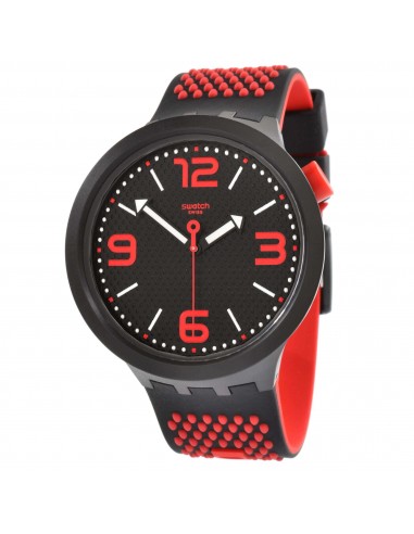 Swatch Men's Watch - Bbblood Swiss Quartz Black and Red Silicone Strap | SO27B102 les muscles