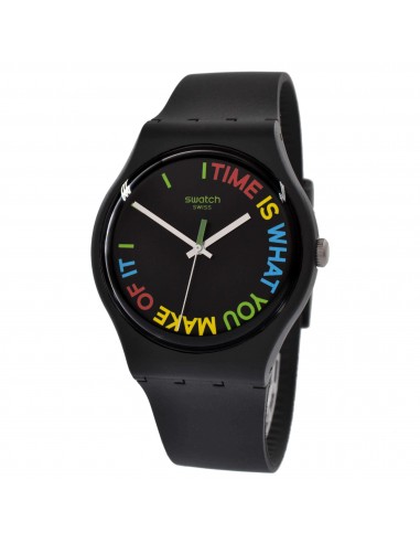 Swatch Unisex Watch - 1983 Freetid Quartz Black Dial Bio-Sourced Strap | SO29B103 prix pour 