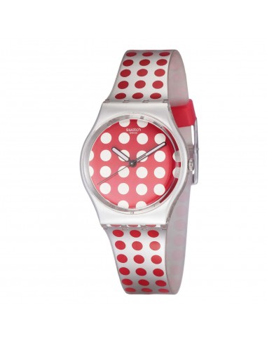 Swatch Unisex Watch - Red Flush Quartz Polka Dot Dial Silicone Rubber Strap | GE240 paiement sécurisé