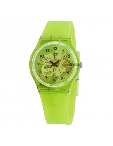 Swatch Unisex Watch - Lemon Flavour Quartz Translucent Green Dial Rubber Strap | GG227 rembourrage situé sous