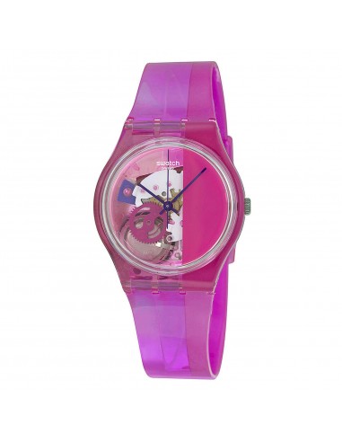 Swatch Unisex Watch - Pinkorama Quartz Skeleton Dial Pink Silicone Strap | GP145 Découvrez la collection