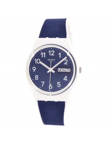 Swatch Unisex Watch - Swatch Essentials Navy Light Fabric Inlay Rubber Strap | GW715 en linge