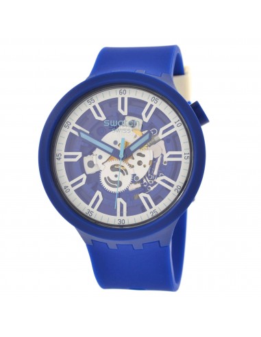 Swatch Unisex Watch - Monthly Drops Iswatch Blue Quartz Skeleton Dial | SB01N102 Faites des économies