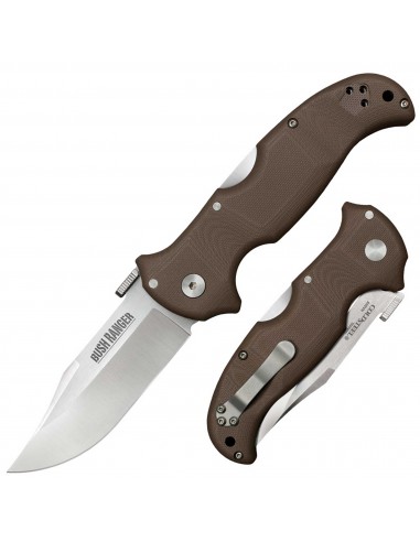 Cold Steel Folding Knife - Bush Ranger Clip Point S35VN Blade Brown Handle | CS31A brillant des détails fins