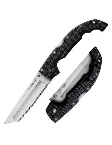 Cold Steel Folding Knife - Voyager XL Silver Serrated Edge Tanto Blade | CS29AXTS Les magasins à Paris