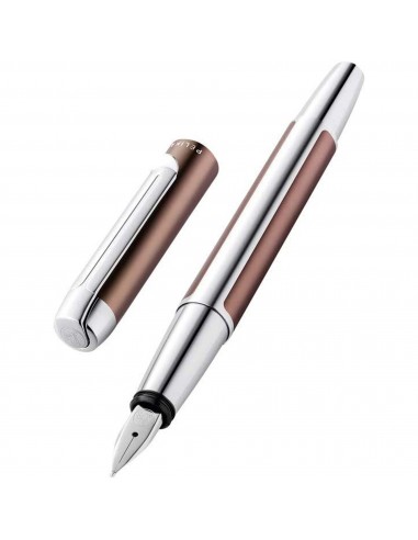 Pelikan Fountain Pen - Pura P40 Mocha and Silver Aluminum Barrel le des métaux précieux