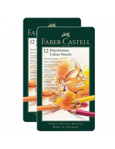 Faber-Castell 110012 Polychromos Soft Colour Pencils, Tin of 12 (2 Pack) Les magasins à Paris et en Île-de-France