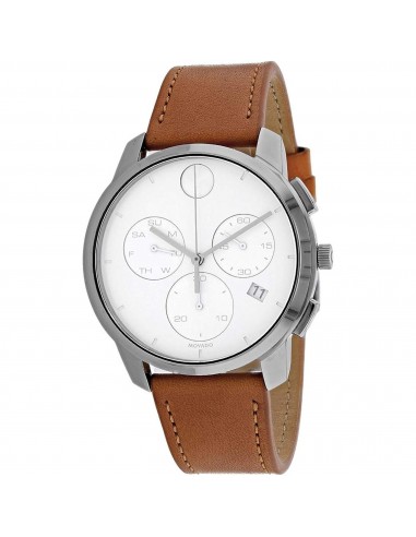 Movado Men's Watch - Bold Thin Quartz Chronograph White Dial Leather Strap | 3600631 prix