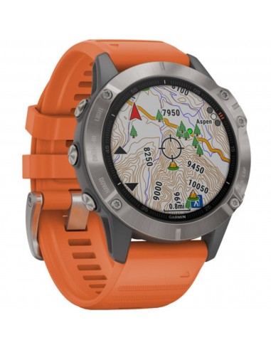 Garmin Unisex Smartwatch - Fenix 6 Black Dial Orange Rubber Strap | 010-02158-13 prix