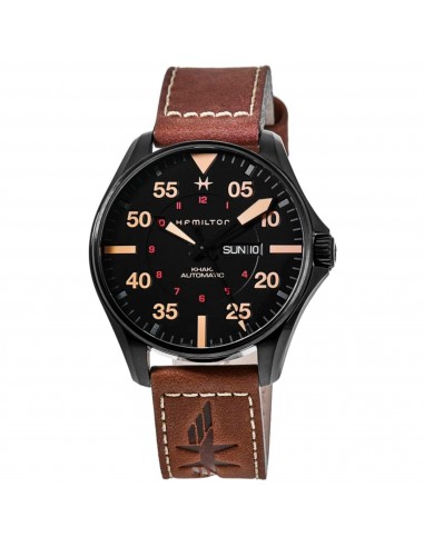 Hamilton Men's Watch - Khaki Aviation Pilot Day Date Auto Black Case | H64705531 plus qu'un jeu 