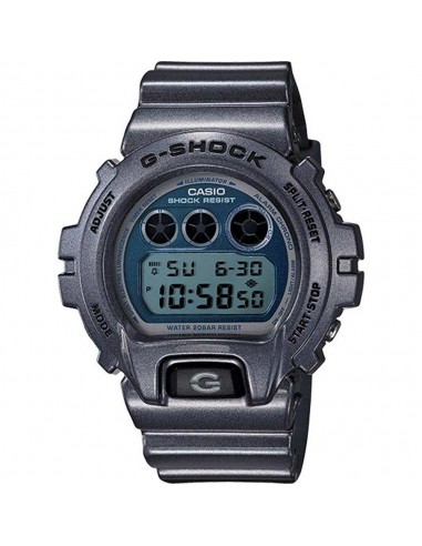 Casio Men's G-Shock Metallic Grey Resin Grey & Blue Digital Dial Dive Watch | DW6900MF-2 50-70% off 