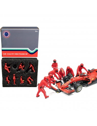 American Diorama Figurine Set - Formula One F1 Pit Crew 7 Team Red for 1/43 Scale Vous souhaitez 