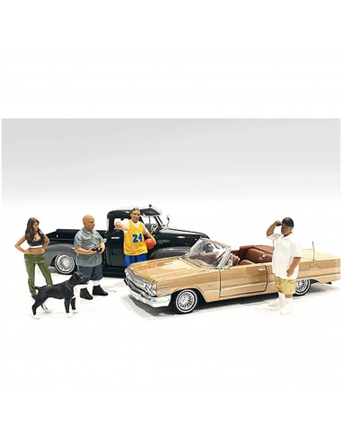 American Diorama Figurine Set - Lowriderz and a Dog 5 Piece for 1/18 Scale Models commande en ligne