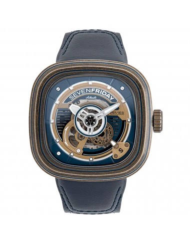 SevenFriday Men's Watch - P-Series Power Reserve Navy Blue Leather Strap | PS1-04 rembourrage situé sous