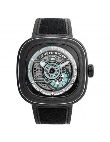 SevenFriday Men's Watch - P-Series Jade Carbon Semi-Skeleton Dial Strap | PS3-01 les muscles