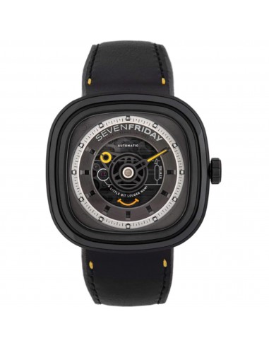 SevenFriday Men's Watch - T-Series Micah's Voice Power Reserve Black Strap | T1-02 Amélioration de cerveau avec