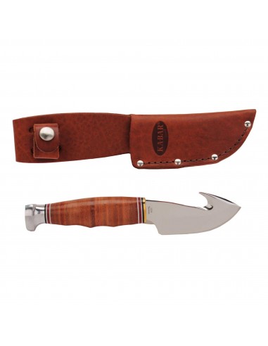 Ka-Bar Hunting Knife - Game Hook Fixed Steel Blade Brown Leather Handle | KB1234 rembourrage situé sous