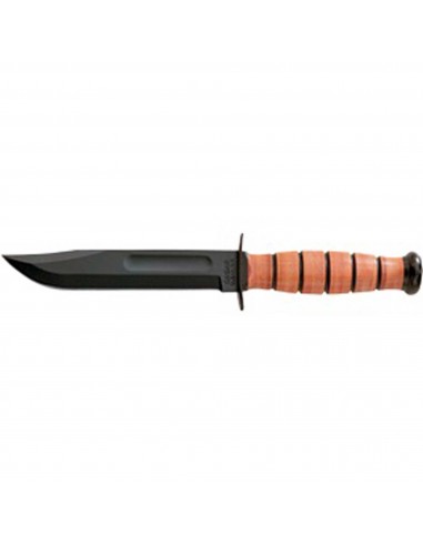 Ka-Bar Fighting Knife - Short Clip Point Blade Brown Leather Stacked Handle | KB1251 l'évolution des habitudes 