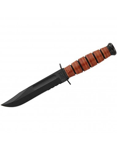 Ka-Bar Fighting Knife - Short Black Powder Coated Serrated Clip Point Blade | KB1261 Amélioration de cerveau avec