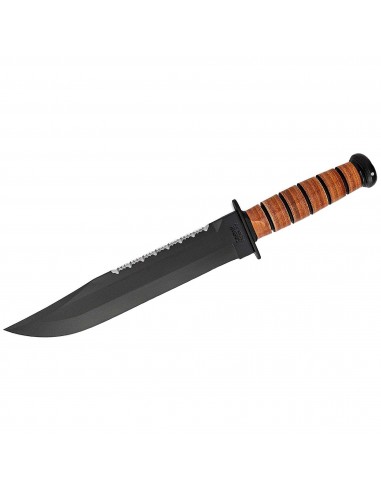 Ka-Bar Fighting Knife - Big Brother Double Edge Blade Brown Leather Handle | KB2217 Faites des économies