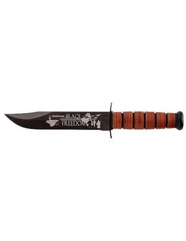 Ka-Bar Fighting Knife - USMC Iraqi Freedom Clip Point Blade Brown Handle | KB9128 Fin de série