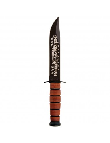 Ka-Bar Fighting Knife - USN OEF Afghanistan Leather Handle Commemorative | KB9170 destockage