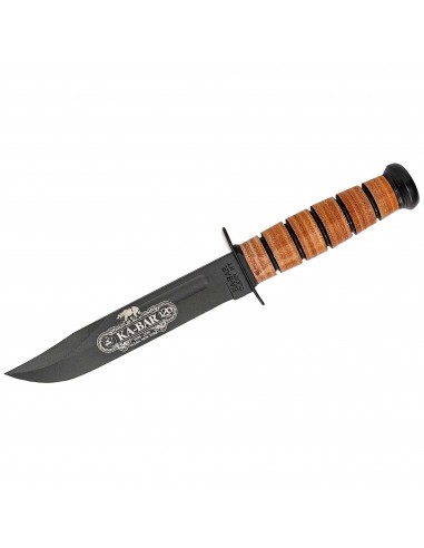 Ka-Bar Fighting Knife - 120th Anniversary USMC Black Blade Brown Handle | KB9191 Faites des économies