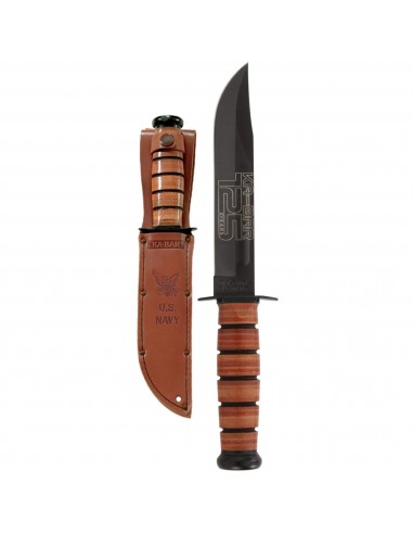 KA-BAR Knife - USN 125TH Anniversary Fixed Clip Point Blade Leather Handle | 9227 pas cher chine