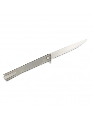 Ocaso Knife - Solstice Flipper Satin Plain Steel Blade with Titanium Handle | 10CTS s'inspire de l'anatomie humaine